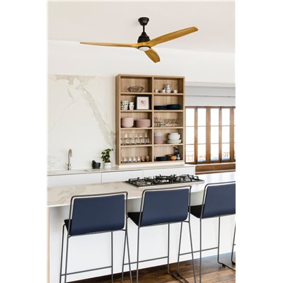 Ventilador Led SMART Wiz de techo FARO 33719DCWW ALO negro y madera