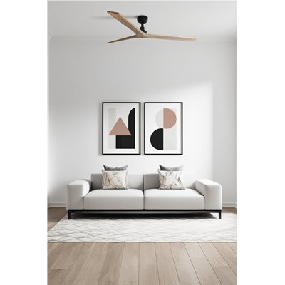 Ventilador de techo FARO Barcelona 34282 KLIM L negro y roble claro