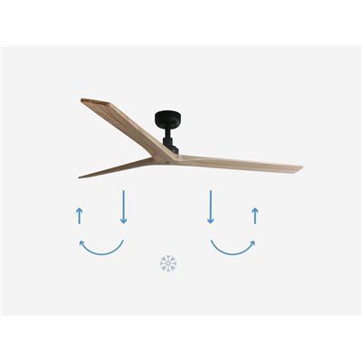 Ventilador de techo FARO Barcelona 34282 KLIM L negro y roble claro