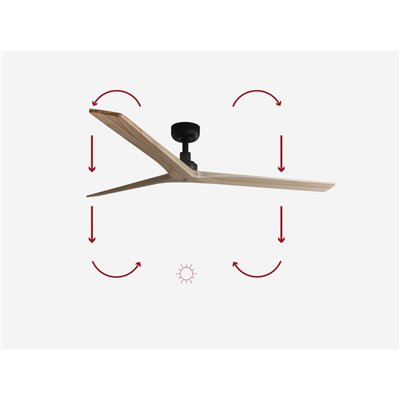 Ventilador de techo FARO Barcelona 34282 KLIM L negro y roble claro