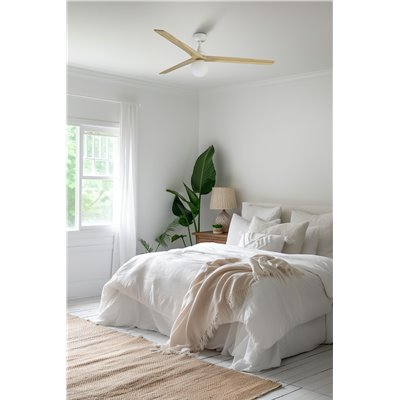 Ventilador Led SMART Wiz de techo FARO 34279WW-11L KLIM L blanco y roble claro