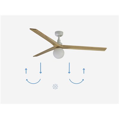 Ventilador Led SMART Wiz de techo FARO 34279WW-11L KLIM L blanco y roble claro