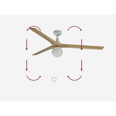 Ventilador Led SMART Wiz de techo FARO 34279WW-11L KLIM L blanco y roble claro