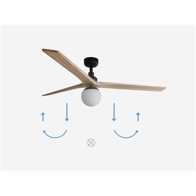 Ventilador Led de techo FARO Barcelona 34282-11L KLIM L negro y roble claro