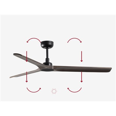 Ventilador de techo FARO Barcelona 33809 HEYWOOD Negro/Roble oscuro con motor DC