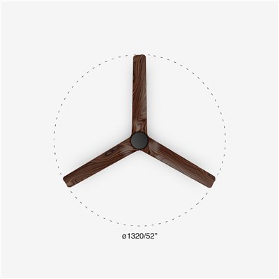 Ventilador de techo FARO Barcelona 33809 HEYWOOD Negro/Roble oscuro con motor DC