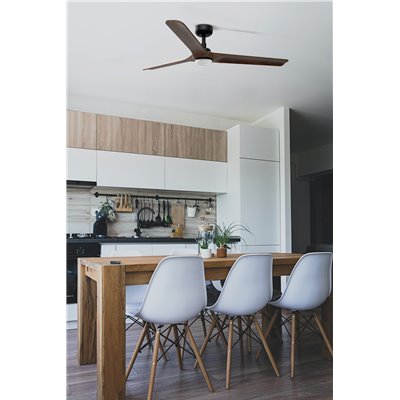 Ventilador Led de techo FARO Barcelona 33809-1TW HEYWOOD Negro/Roble oscuro 