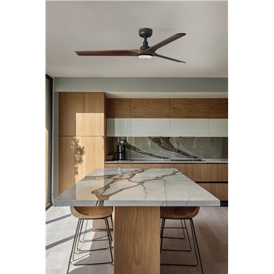 Ventilador Led de techo FARO Barcelona 33809-1TW HEYWOOD Negro/Roble oscuro 