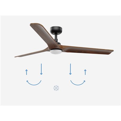 Ventilador Led de techo FARO Barcelona 33809-1TW HEYWOOD Negro/Roble oscuro 