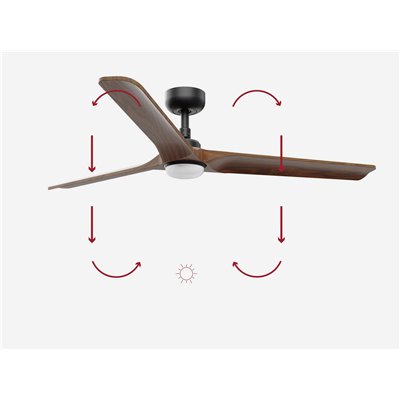 Ventilador Led de techo FARO Barcelona 33809-1TW HEYWOOD Negro/Roble oscuro 