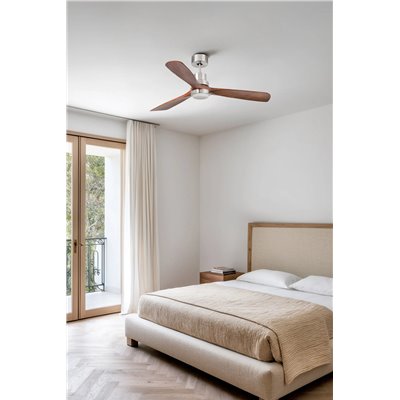 Ventilador Led SMART Tuya de techo FARO 33518DCWT LANTAU L Niquel/Nogal
