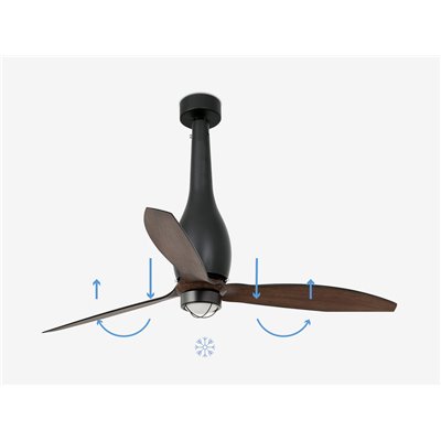 Ventilador Led SMART Wiz de techo FARO 32004WW-10 ETERFAN M Negro mate/nogal