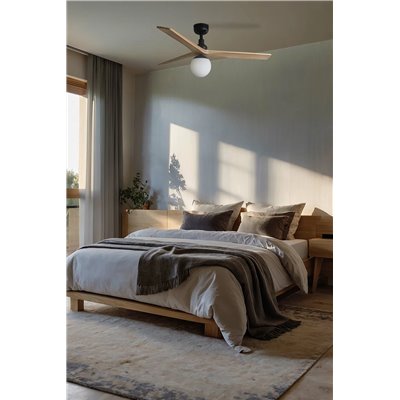 Ventilador Led SMART Tuya de techo FARO 34283WT-11L KLIM M negro y roble claro