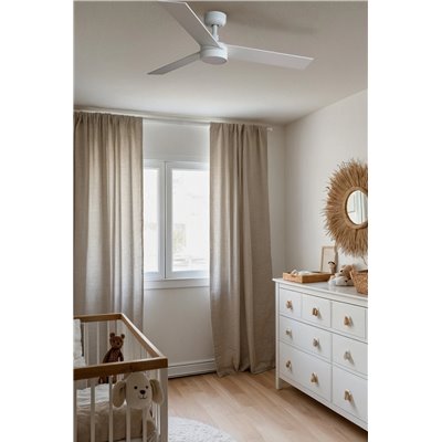 Ventilador Led SMART Tuya de techo FARO 34295WT-1TW RUDDER S blanco y fresno/blanco