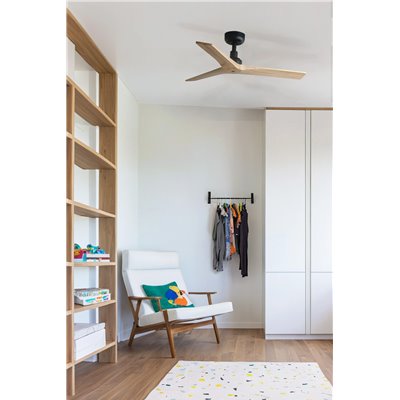 Ventilador de techo FARO Barcelona 34284 KLIM S negro y roble claro