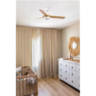 Ventilador de techo FARO Barcelona 33821 MINI PUNT S blanco y madera clara