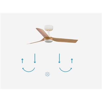 Ventilador SMART Wiz de techo FARO 33821WW MINI PUNT S blanco y madera clara