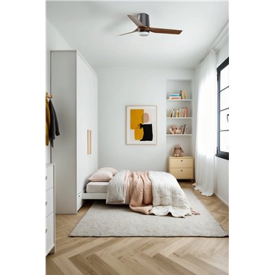 Ventilador Led de techo FARO Barcelona 33835-1TW MINI PUNT TUB S negro y nogal