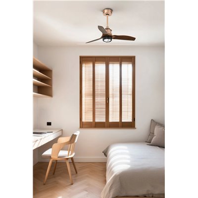 Ventilador Led de techo FARO 33423-10 JUSTFAN S Cobre/nogal