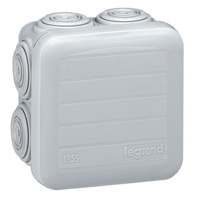 Caja Plexo estanca IP55 65x65x40mm 7 entradas Legrand 092005 Gris