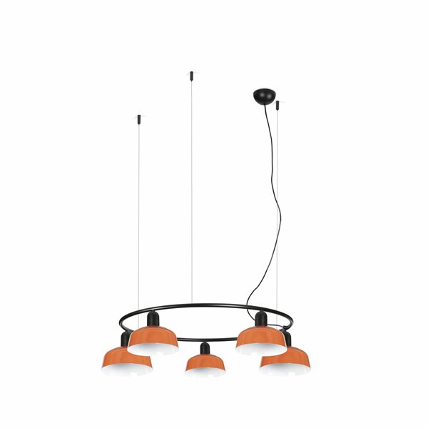 Lámpara colgante FARO 20343-143-5L TATAWIN METAL S circular Negro/Naranja
