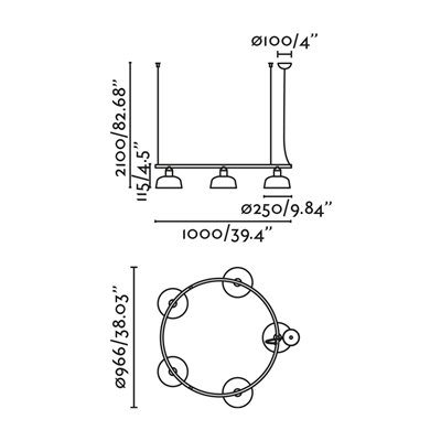 Lámpara colgante FARO 20343-149-5L TATAWIN METAL M circular Negro/Verde