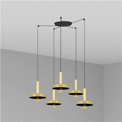 Lámpara combinada colgante FARO Barcelona 20161-5L WHIZZ Oro/Negro