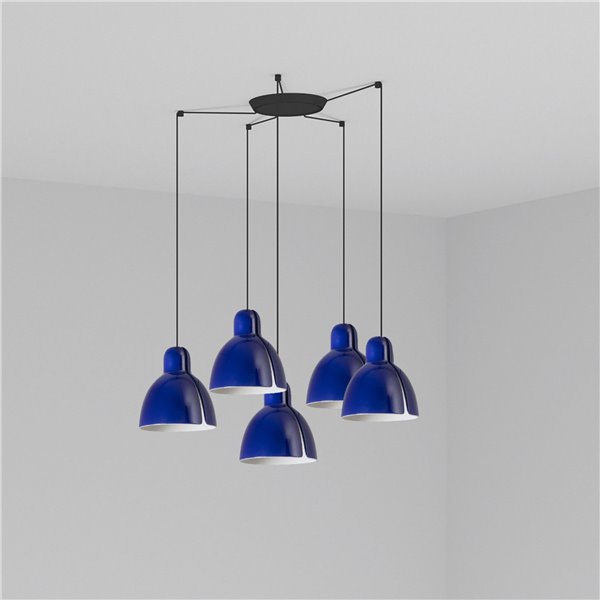 Lámpara combinada colgante FARO Barcelona 64255-128-5L VENICE 200 Azul cobalto