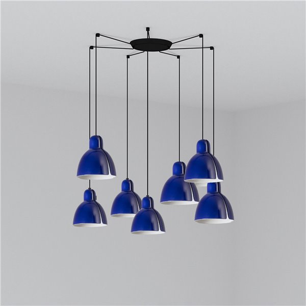 Lámpara combinada colgante FARO Barcelona 64255-128-7L VENICE 200 Azul cobalto