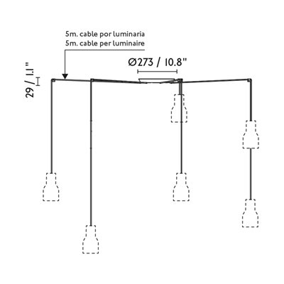 Lámpara combinada colgante FARO 20340-140-5L TATAWIN Metal S Blanco