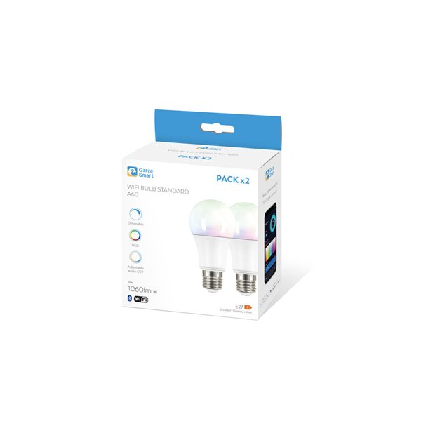 Pack 2 bombillas Led RGB WIFI GARZA SMART HOME 480058A 11W E-27 