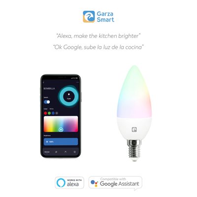 Pack 2 bombillas Led vela WIFI GARZA SMART HOME 480070A 5w E-14 RGB+CCT