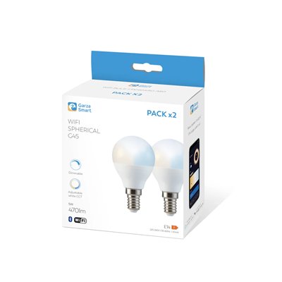 Pack 2 bombillas Led esferica WIFI GARZA SMART HOME 480066A 5w E-14