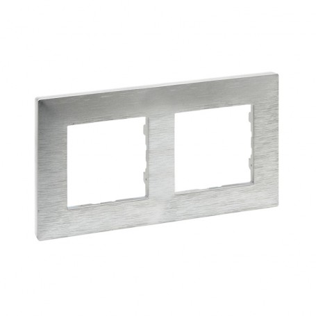 Marco 2 elementos Legrand 864872 serie Niloe Step Aluminio Pulido