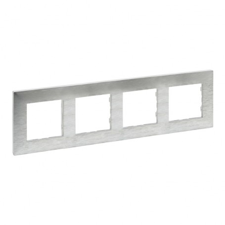 Marco 4 elementos Legrand 864874 serie Niloe Step Aluminio Pulido