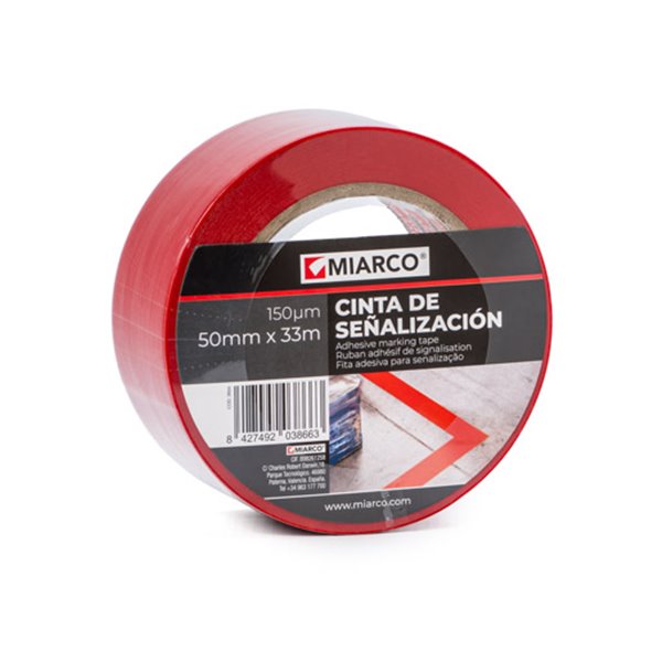Cinta señalizacion PVC adhesiva MIARCO 3866 Rojo 50mmx33m