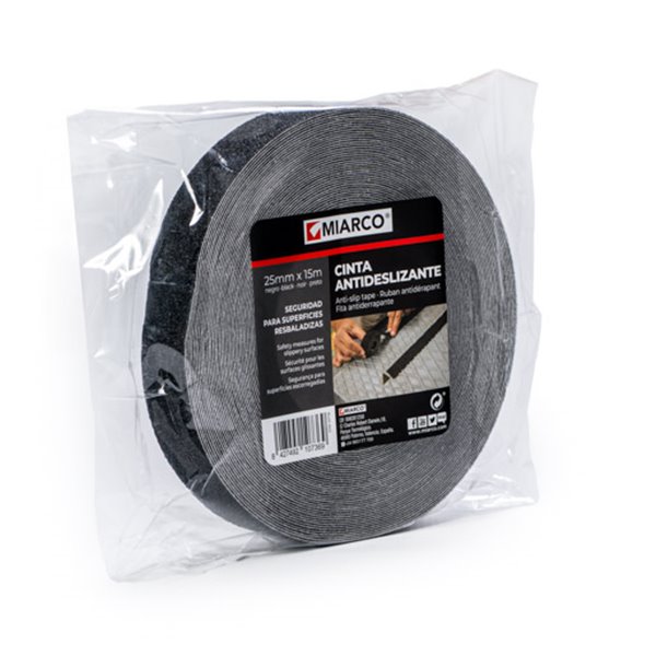 Cinta antideslizante 25mmx15m MIARCO 10736 Negro