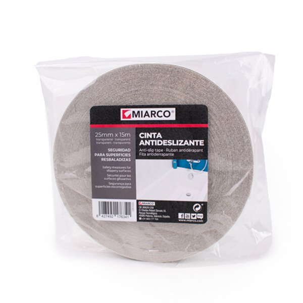 Cinta antideslizante 25mmx15m MIARCO 31221 Transparente 