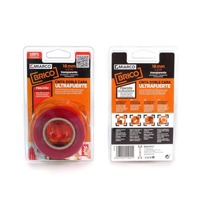 Cinta doble cara Macbound ultrafuerte Miarco 11045 transparente 18mmx2mt
