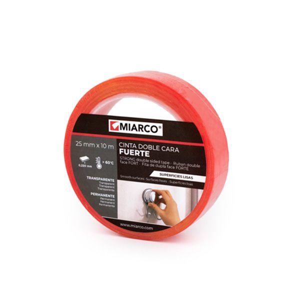 Cinta doble cara FUERTE SUPERFICIES LISAS DC-995 25mmx10m MIARCO 30807