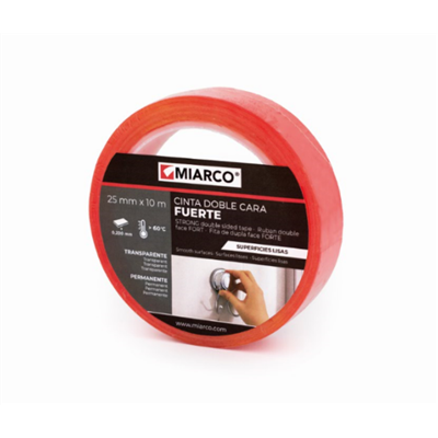 Cinta doble cara FUERTE SUPERFICIES LISAS DC-995 25mmx10m MIARCO 30807