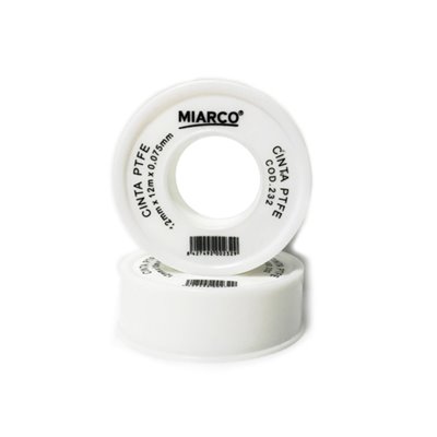 Cinta de PTFE 12mmx12mx0,075mm MIARCO 232 tapa y carrete blanco