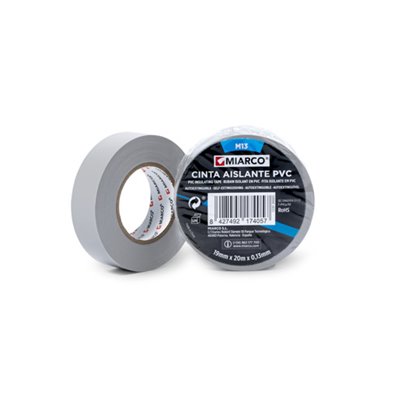 Cinta aislante PVC M13 19mmx20mx0,13mm MIARCO 26665 Gris