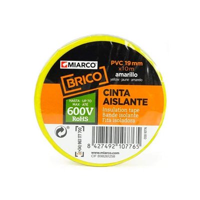 Cinta aislante PVC BRICO 19mmx10m MIARCO 10776 Amarillo