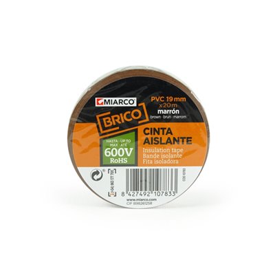 Cinta aislante PVC BRICO 19mmx20m MIARCO 10783 Marrón