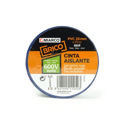 Cinta aislante PVC BRICO 25mmx25m MIARCO 11252 Azul