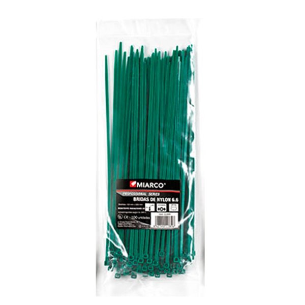 Bridas poliamida 100mm x 2,5mm Miarco 11384 Verde (100 ud)