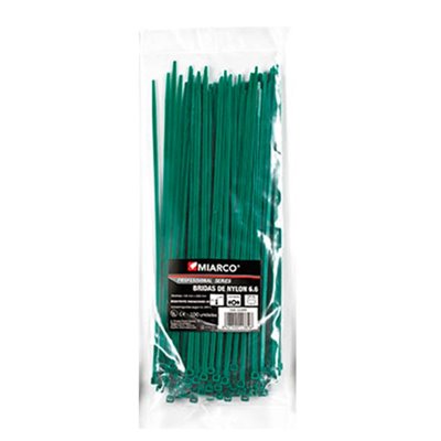 Bridas poliamida 3,5mmx200mm MIARCO 11387 Verde (bolsa 100 ud)