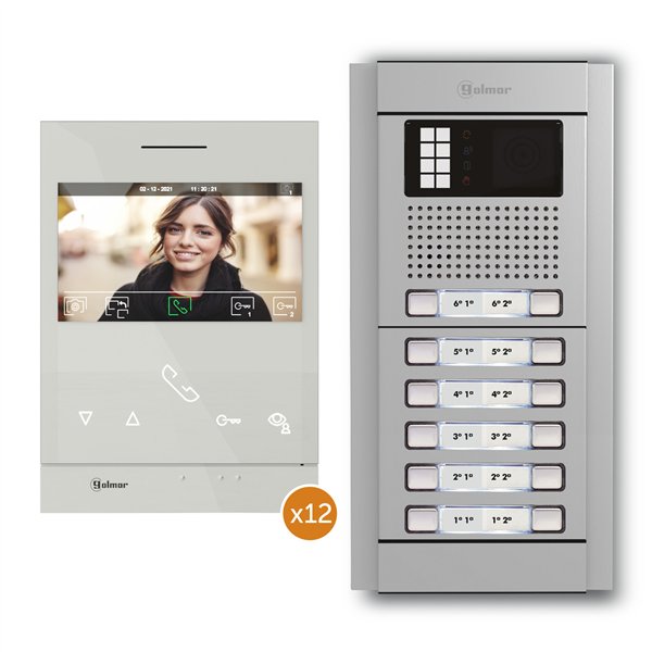 Kit comunitario de video N5212/ART 4 XLITE 12P 12 viviendas Golmar 12415212