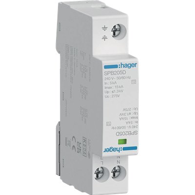 Limitador de sobretensiones Hager SPB205D MONOBLOC 1P+N 15KA Tipo2